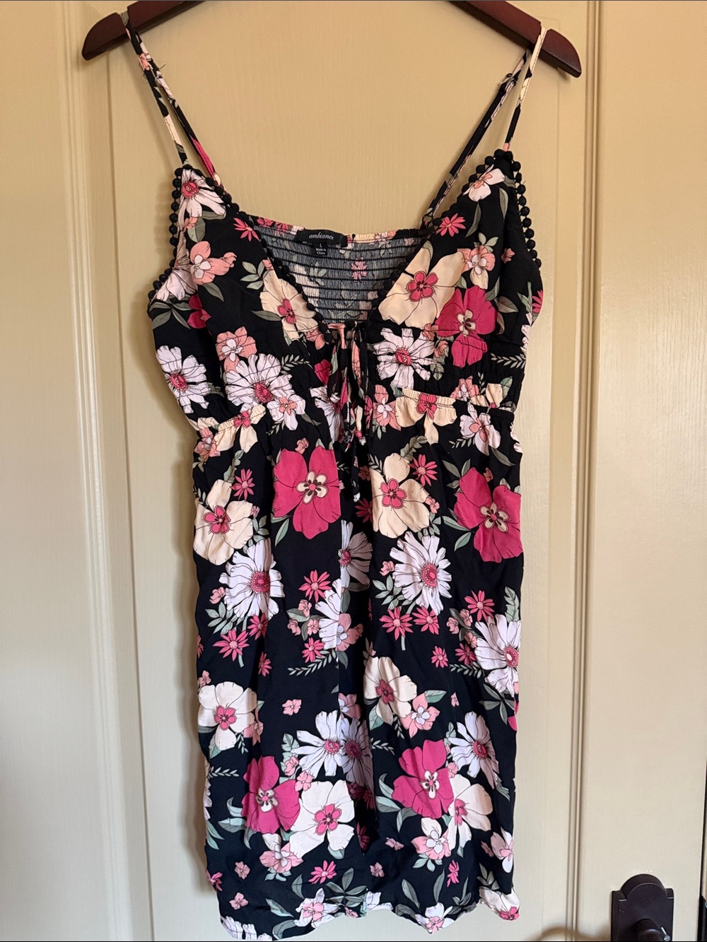 Black Floral dress with Pink & yellow flowers